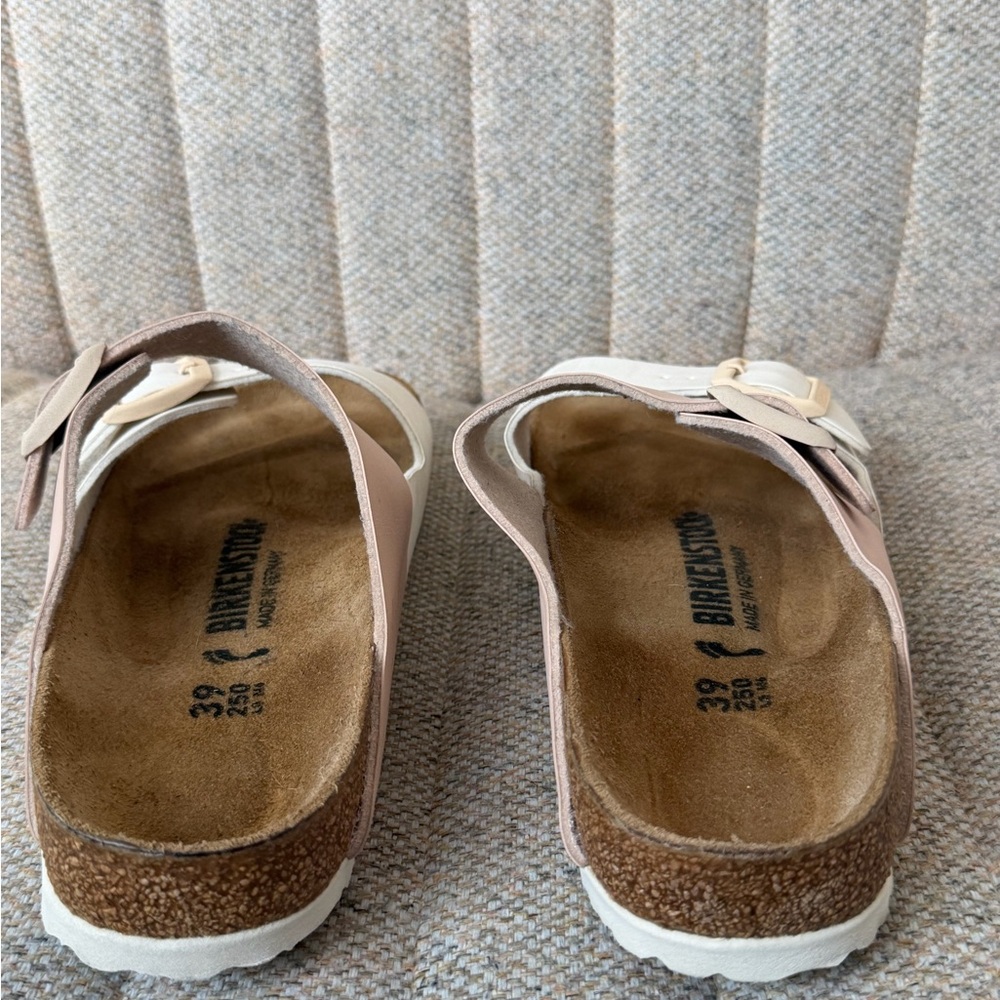 BIRKENSTOCK Two-Tone Blush & White Arizona Double Strap Sandal, sz 39 / 8.5 US - Picture 5 of 13
